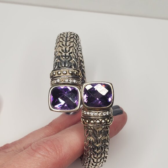 Sterling Silver Amethyst Bypass Bracelet, David Yurman Look-alike - Picture 8 of 10